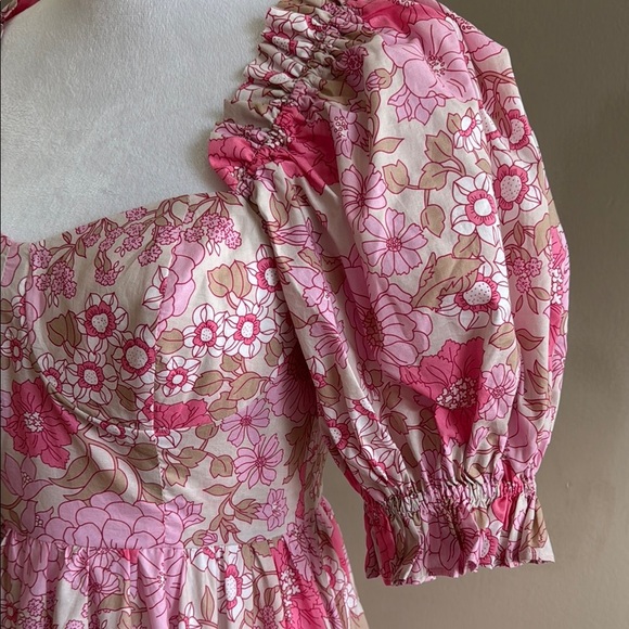 Selkie The Ritz Maxi Vintage Romantic Floral Puff Sleeve Sof Pink Dress Size XS - Picture 10 of 16